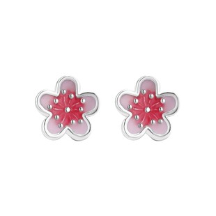 「立春」落如红雨 S999足银珐琅桃花耳钉女森系养耳精致纯银耳饰