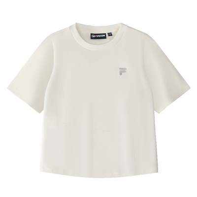 FILA FUSION斐乐潮牌女子针织短袖衫2025夏季新款时尚休闲紧身T恤