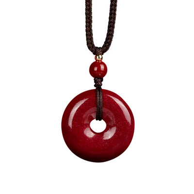 官方旗舰店朱砂原矿平安扣正品女