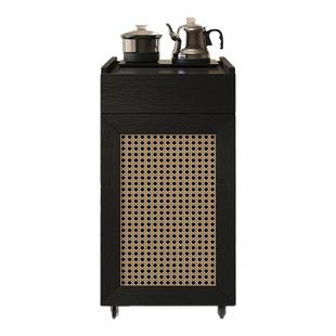 茶水柜客厅靠墙实木诧寂风黑色烧水壶一体移动小桌柜茶桌侧边茶台