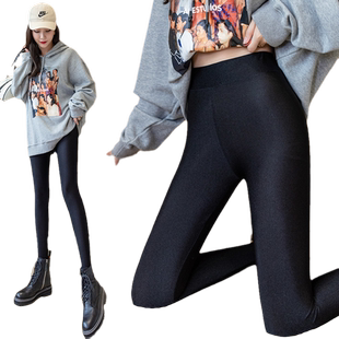 秋冬加肥加绒光泽裤女外穿大码加厚脚踩裤子胖人200斤弹力打底裤