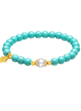 周六福S925银手链女江蓝银手串手饰百搭时尚送女友圣诞礼物