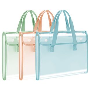 【2件9折】得力透明试卷收纳袋风琴包学生大容量a4按扣文件袋文件夹初中生专用卷子夹高中生手提加厚防水