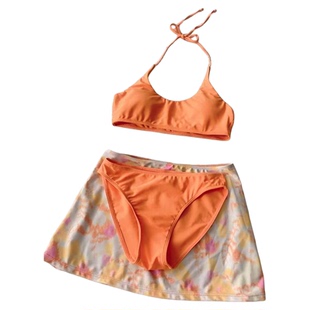 泳衣女分体裙式条纹长袖罩衫遮肚显瘦比基尼四件套绝美泡温泉度假