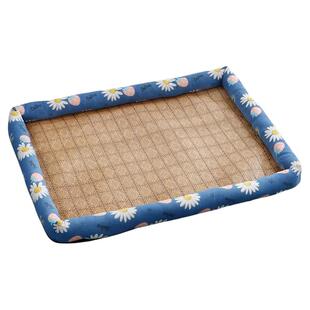 宠物凉席窝夏季亚麻温避暑狗窝藤编垫方形凉窝猫窝四季通用