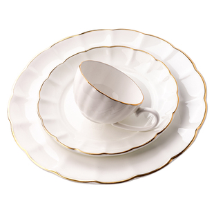 碗 创意个性家用套碗陶瓷金边创意碗碟骨瓷餐具套装盘子汤碗 瓷碗
