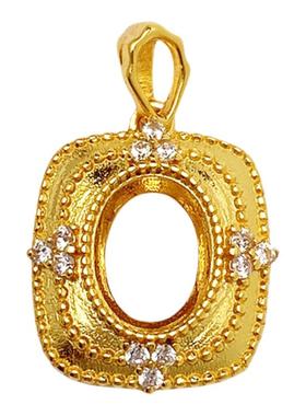 无爪包镶6*8吊坠空托S925纯银女