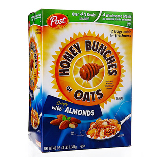 美国原装进口宝氏Post蜂蜜杏仁燕麦片1.41kg盒装即食营养早餐零食