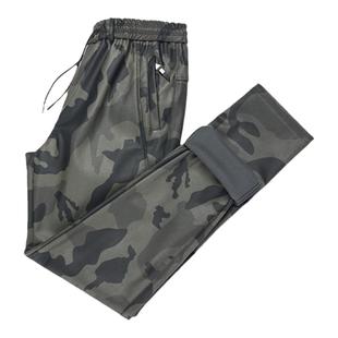 迷彩皮裤男修身弹力防风小脚摩托车加绒加厚秋冬骑行机车皮裤青年