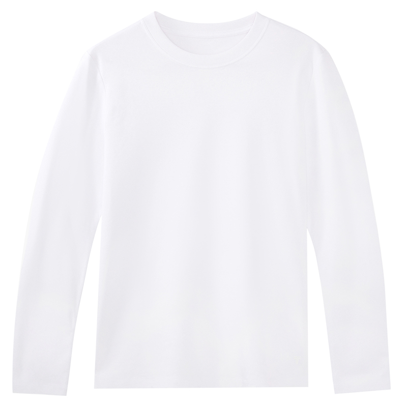 拇指白小T二代纯棉长袖t恤女款秋季百搭白色上衣时尚圆领打底衫