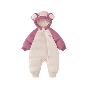 【放心绒】papa爬爬冬季新款男女宝宝羽绒服连体衣婴儿外出哈衣