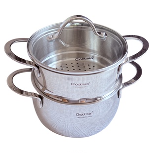 ChockMen 18-10不锈钢小汤锅奶锅304煮粥面蒸锅笼可视玻璃盖通用
