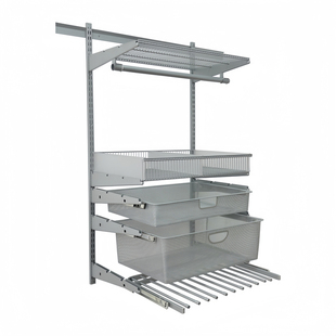 太空灰开放式金属衣柜砌墙钢制衣帽间挂衣网格网篮收纳架可调节