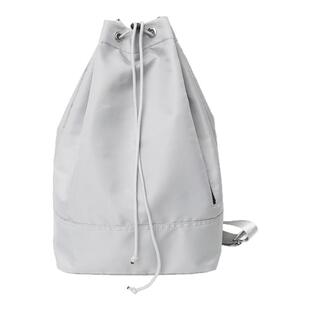 单肩双肩包包女纯色休闲帅气男运动骑行侧背包简约抽绳束口斜挎包