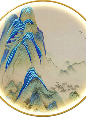 玄关新中式可以定制千里江山发光