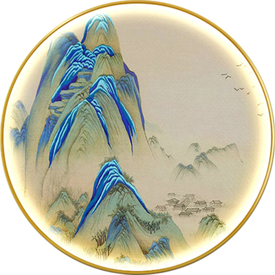 玄关新中式可以定制千里江山发光