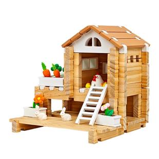 木制小屋榫卯结构积木手工diy拼装材料房子别墅微缩模型儿童礼物