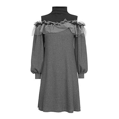 s.deer网纱拼接宽松连衣裙