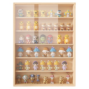实木盲盒展示架收纳手办展示柜娃娃玩偶手办展示盒壁挂墙上置物架