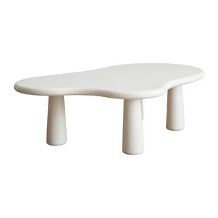 源氏木语加兰实木云朵茶几现代简约客厅家用茶台奶油风白色茶桌