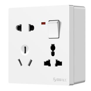 86型明装一开八8孔插座带开关面板墙壁16a安大功率空调专用多功能