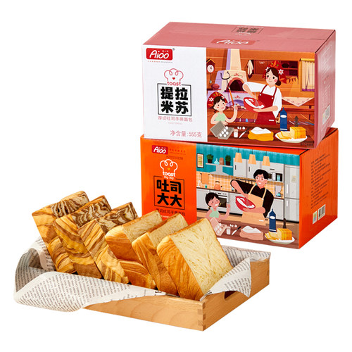 aioo爱一百吐司面包整箱厚切手撕面包学生早餐充饥夜宵懒人食品