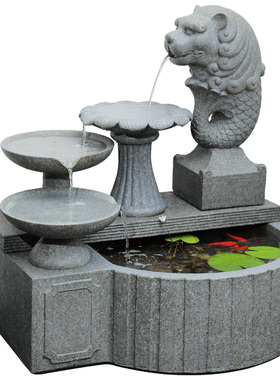 汉韵堂鱼尾狮流水摆件鱼池造景户外花园庭院阳台循环水系景观鱼缸