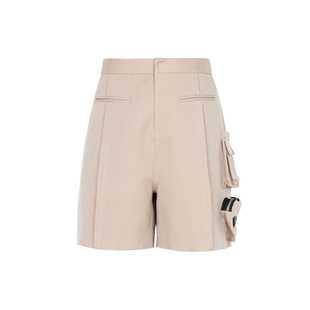 XG/雪歌XJ102010A373卡其色休闲裤时尚春季新款绵羊毛直筒短裤女