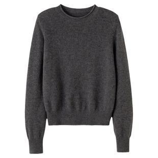 FANLE STUDIOS【长期主义】轻奢荃羊绒R*W风圆领宽松长袖短款毛衣