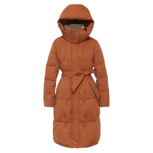 BBLLUUEE粉蓝衣橱2025冬装新款轻盈绗缝装饰立领连帽长款羽绒服女