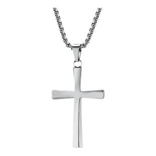 嘻哈ins男潮螺旋十字架项链简约个性男士吊坠钛钢男生百搭配饰品