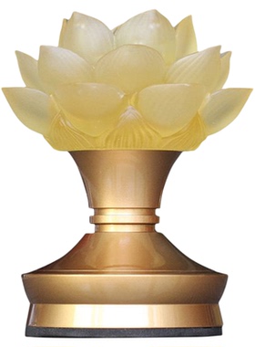 古法琉璃莲花佛供灯LED长明灯纯铜 铝底座供佛灯插充电一体莲花灯