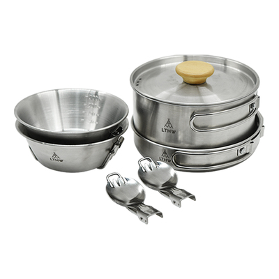 LTHW旅腾套锅不锈钢带餐碗餐勺