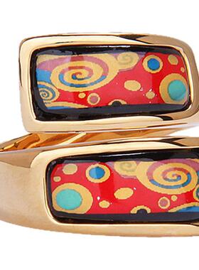 生命之树手绘高温画珐琅戒指