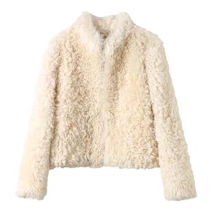 FANLE STUDIOS進口整皮托斯卡纳柔软绵密ROW风短款皮草气质外套