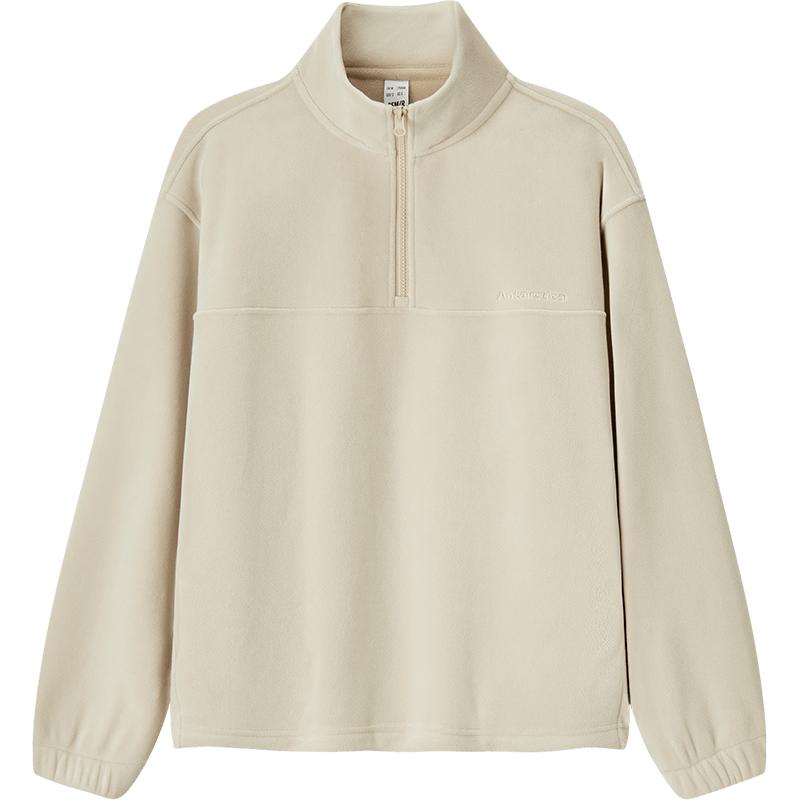 森马卫衣男摇粒绒冬季半开襟绣花情侣装时尚百搭立领上衣中性休闲