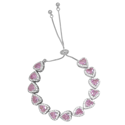 CallMeBaby满钻粉红爱心手链女