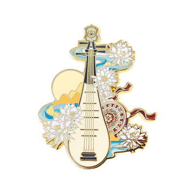 月色星象琵琶金属珐琅徽章胸针