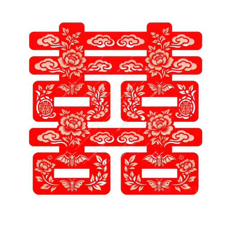 结婚喜字透明贴纸双喜囍字窗户玻璃门窗装饰婚庆喜字自粘防水贴纸