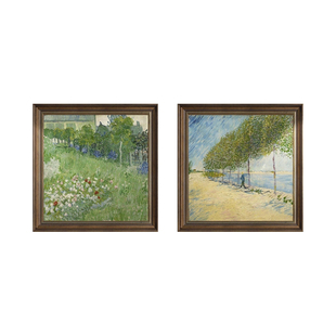 餐厅装饰画美式客厅莫奈名画挂画梵高风景油画2025新款卧室床头画