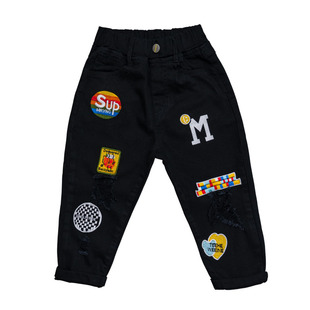 韩版男童白色牛仔裤2025秋季新款男宝宝黑白色休闲裤男童弹力长裤