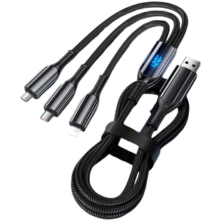 120W快充数据线三合一拖三适用华为苹果15OPPO小米vivo充电线车载充电线透明数显线