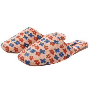 云团冬季优雅森女文艺温柔小花绒感软糯保暖棉拖鞋女室内防滑居家