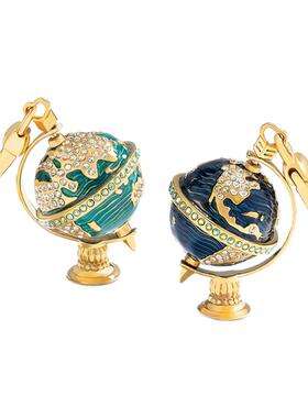 可旋转地球仪珐琅吊坠项链