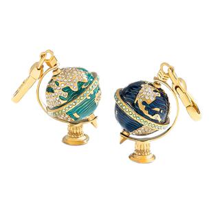 可旋转地球仪珐琅吊坠项链女轻奢小众设计独特挂件包挂钥匙扣挂坠