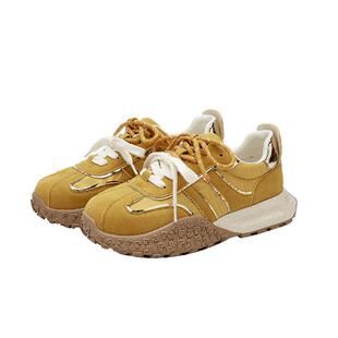 达芙妮女鞋芭蕾德训鞋2026春季新款复古百搭运动鞋黄色休闲鞋子女