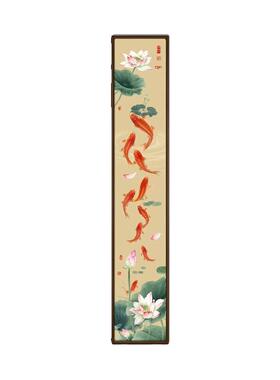 玄关柱挂画纯铜板画手工雕刻画装饰画錾刻画九鱼荷花闪闪吉祥富贵