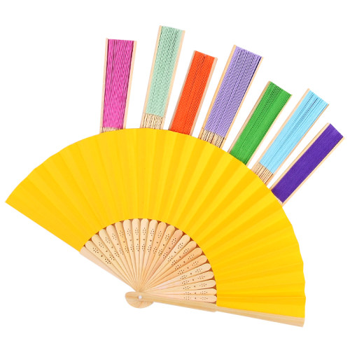 diy空白纸扇彩色纸扇儿童手绘折扇绘画小凉扇手工diy涂鸦扇子