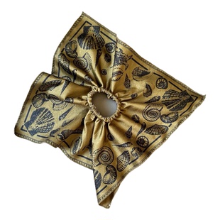 陈乔恩款海洋印花丝巾发圈贻贝海湾度假风方形发圈飘带发绳发圈女