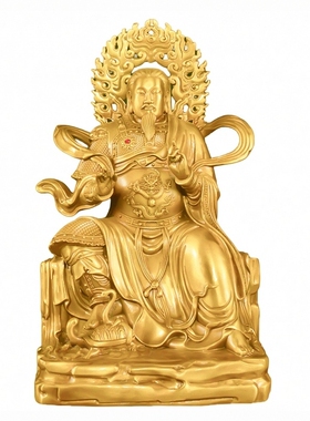纯黄铜真武大帝摆件玄天上帝神像铜武当山玄武祖师爷供奉荡魔天尊